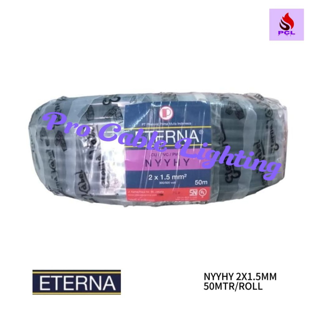 Kabel Eterna NYYHY 2X1.5 2X1,5 mm Rol 50 Meter