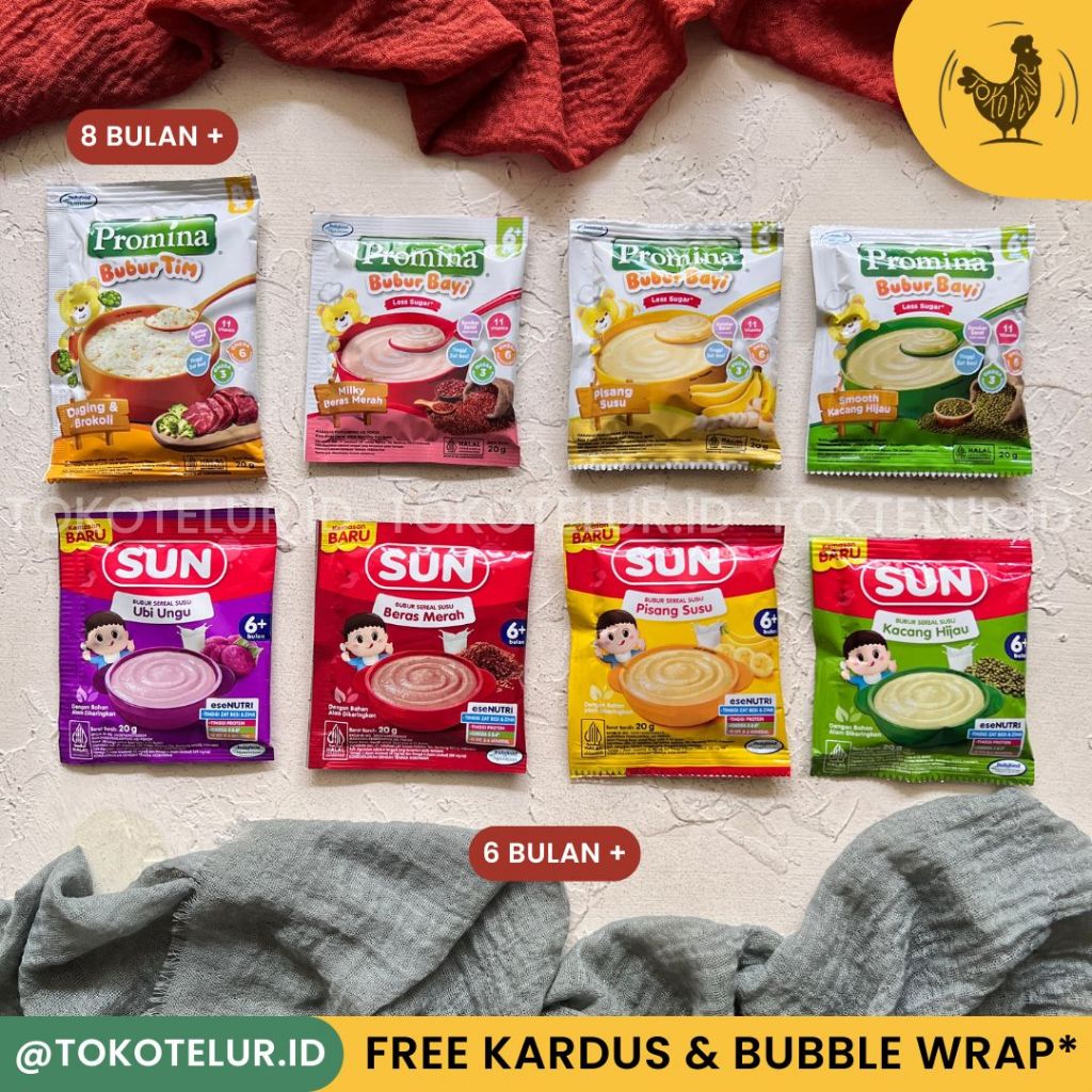 BUBUR SACHET Promina Sun | Bubur Bayi Cereal Sachet Makanan MPASI Bayi 6+ 8+