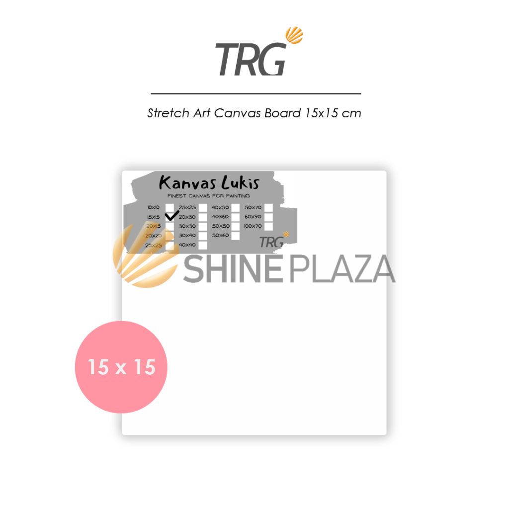 TRG Stretched Art Canvas Board 15x15 cm Watercolor Artist Acrylic Paint - Kanvas Putih Media Lukis C