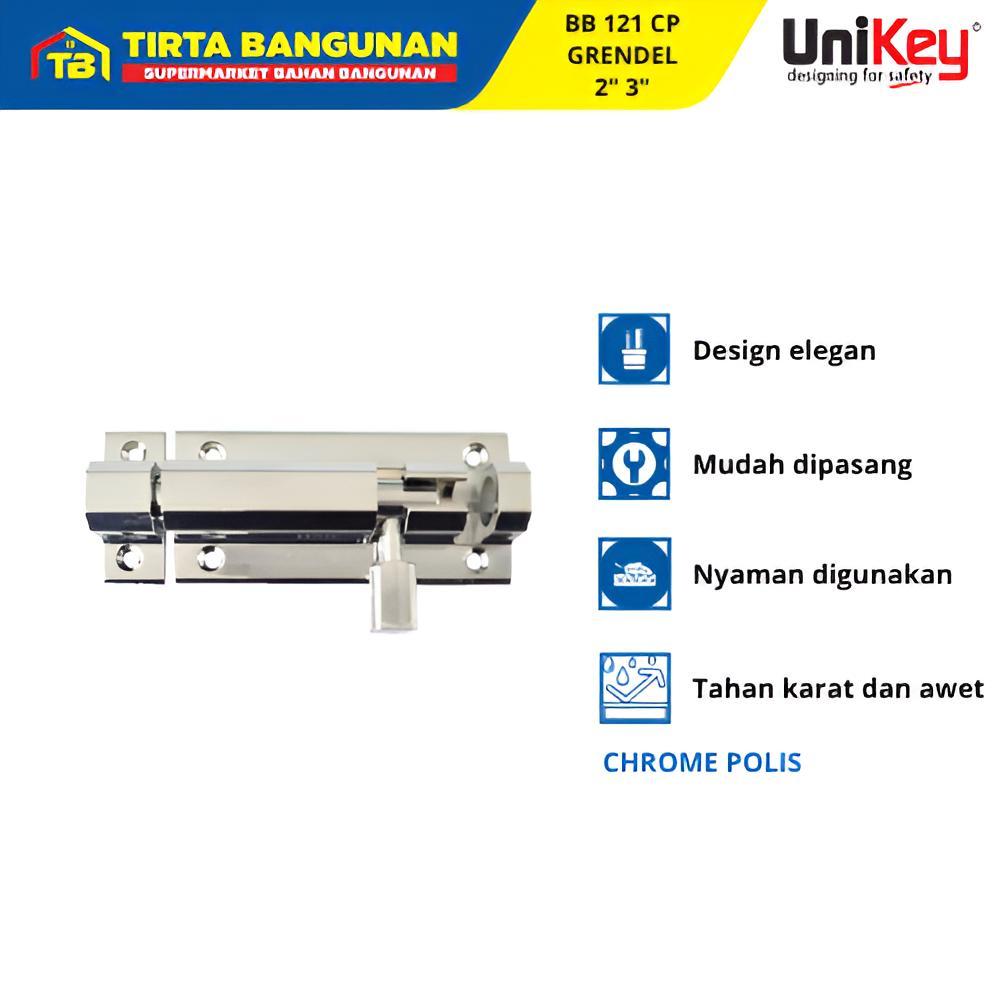 UNIKEY BB 121 CP GRENDEL SLOT JENDELA KUNCI PINTU CHROME POLISH