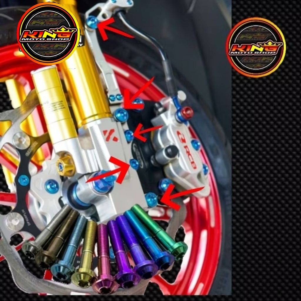 baut titanium shock depan ktc kytaco vnd satu set 5 biji