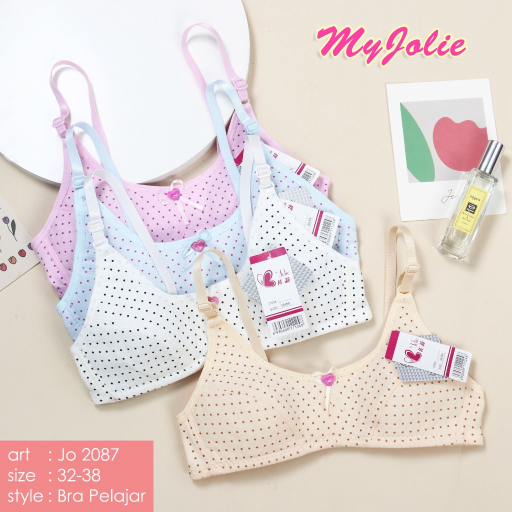 Bra Anak Perempuan JOLIE 2087 Katun Bintik Tipis || Bra Pelajar Remaja Non Kawat Busa Tipis
