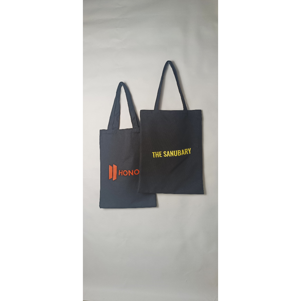 Totebag Kanvas Hitam Polos dan Resleting Custom