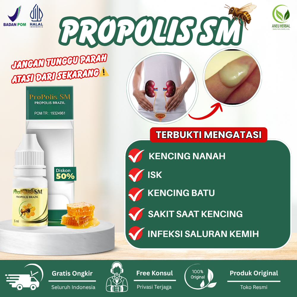 Propolis SM - Obat Kencing Nanah, Kencing Batu, Kencing Berdarah, Kencing Batu Alami