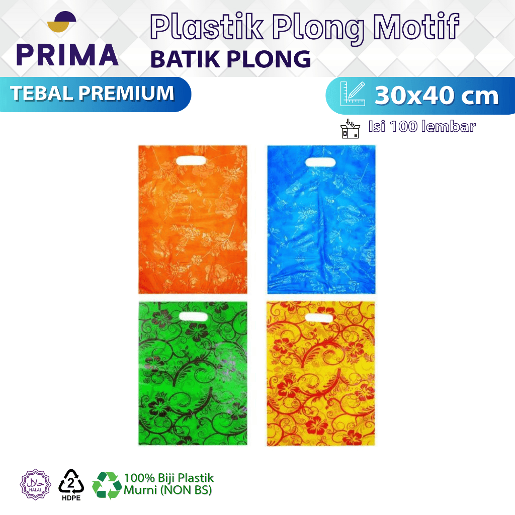 Kantong Plastik Plong Motif Batik 30x40 cm isi 100 pcs untuk Hidangan Sembako, Tas Belanja, Souvenir