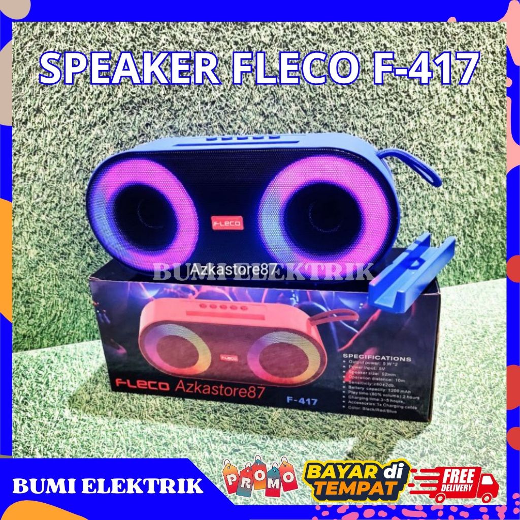 Speaker Bluetooth Portable LED Wireless Speaker Fleco F-417 /Speaker Bluetooth Super Bass Portable F