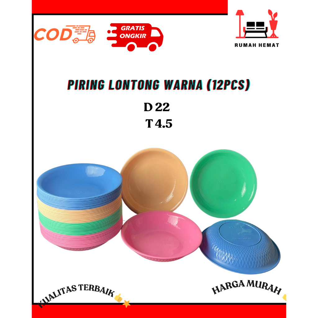 Piring Bulat Plastik Piring Makan Warna Piring lontong toper | Tempat Makan Warna Tebal Kuat Tahan P