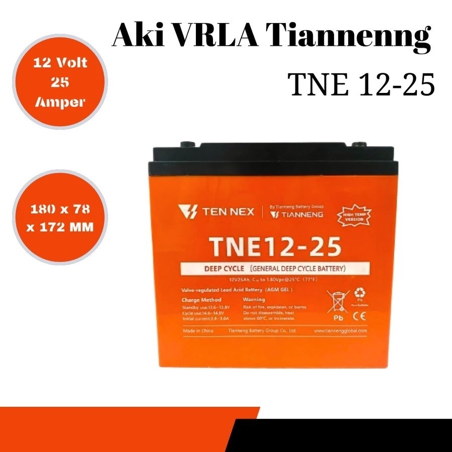 TERLARIS Baterai Aki Motor Listrik dan Sepeda Listrik Ten Nex Aki 12V 25AH/12V 14AH