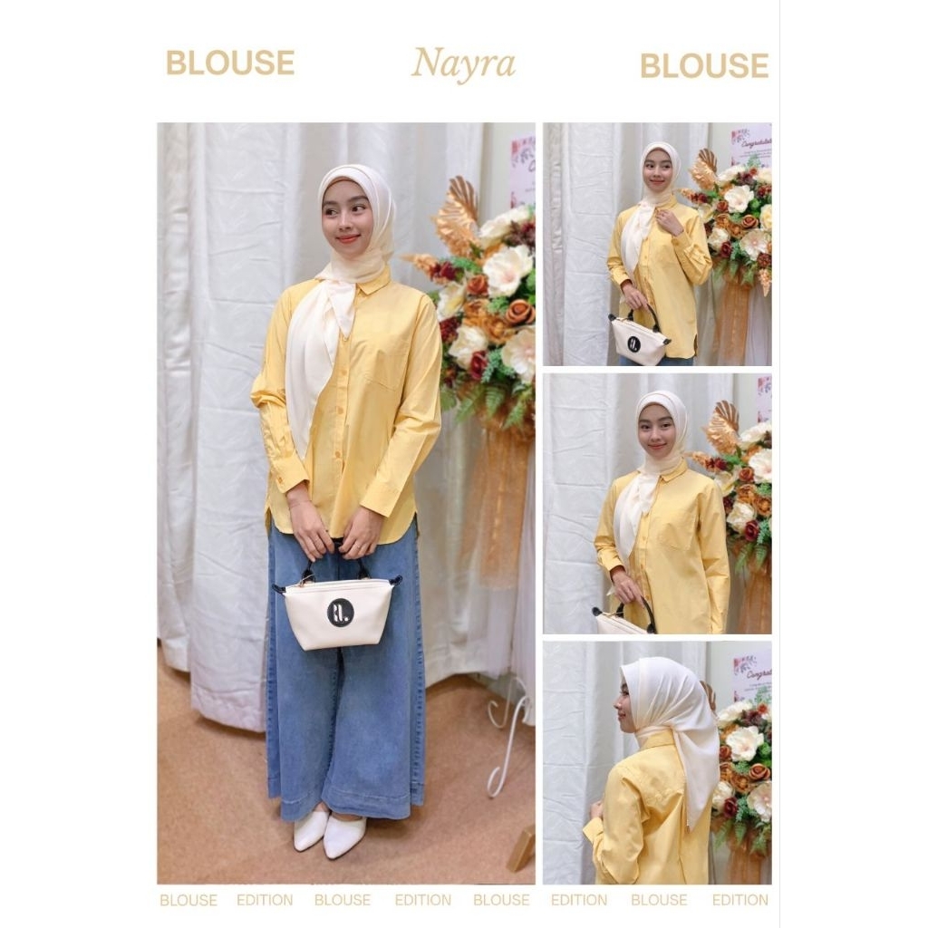 Nayra Blouse by Mey Fashion | blus Nayra | kemeja katun | kemeja polos | blus polos | blus katun