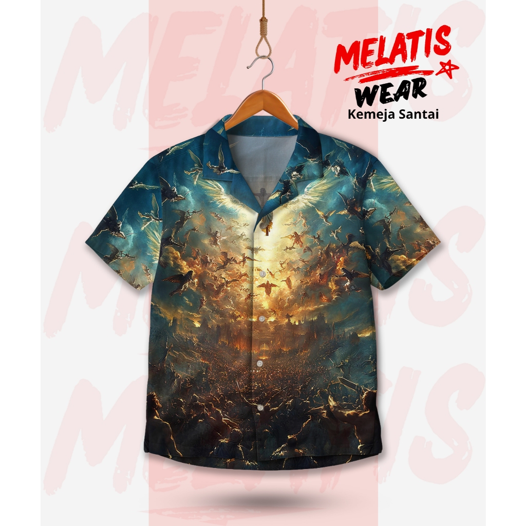 MELATIS WEAR Kemeja Santai Motif Yesus Kenaikan Ke Surga Unisex Premium | MW-155
