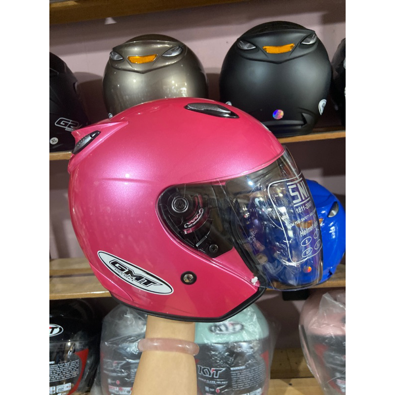 HELM GMT SOLID ORIGINAL / HELM HALF FACE GMT SOLID PINK TERMURAH