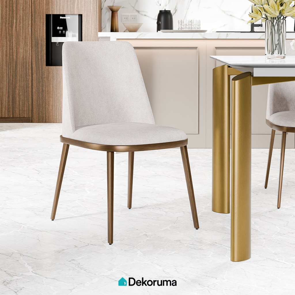 Dekoruma Tenzo NOVA Kursi Makan Woven Premium / Kursi Cafe Fabric / Dining and Lounge Chair - Cream