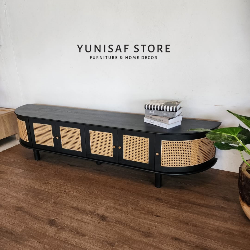 Meja Tv Rotan Minimalis Panjang 180 cm