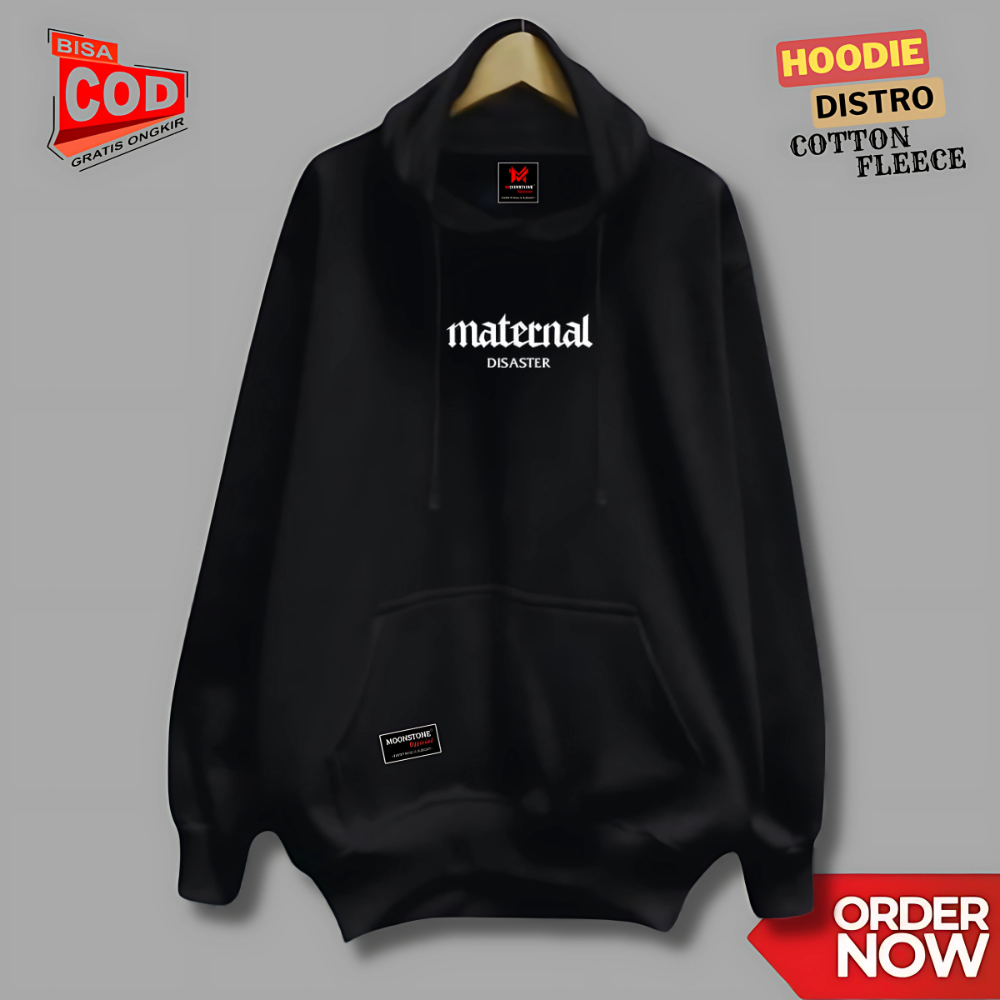 Hoodie Pria Distro Tebal Aesthetic Warna Abu Paralon Motif Maternal Disaster Hoodie Pria Jaket Hudi 