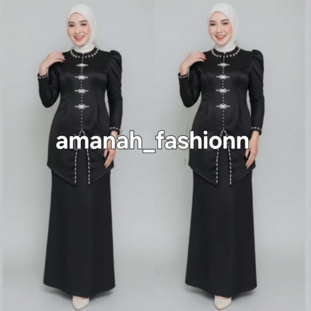 alena setelan baju kurung melayu wanita tunik kebaya kondangan mewah bahan satin premium