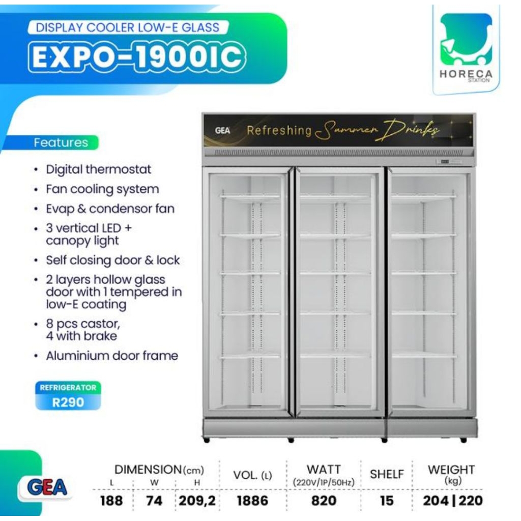 SHOWCASE GEA 3 PINTU EXPO-1900IC GARANSI RESMI GEA 5 TAHUN