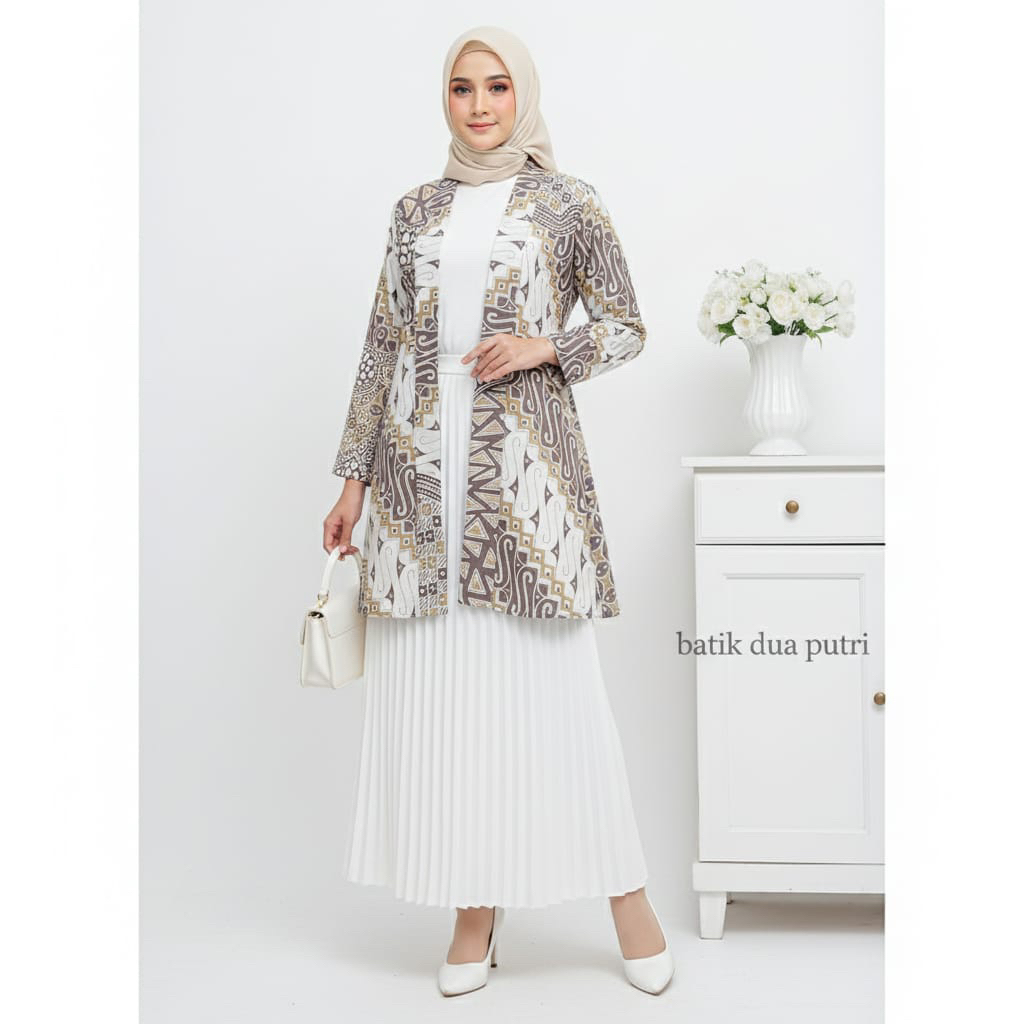 Blazer Batik Atasan Wanita Modern Outer Batik Wanita Lengan Panjang