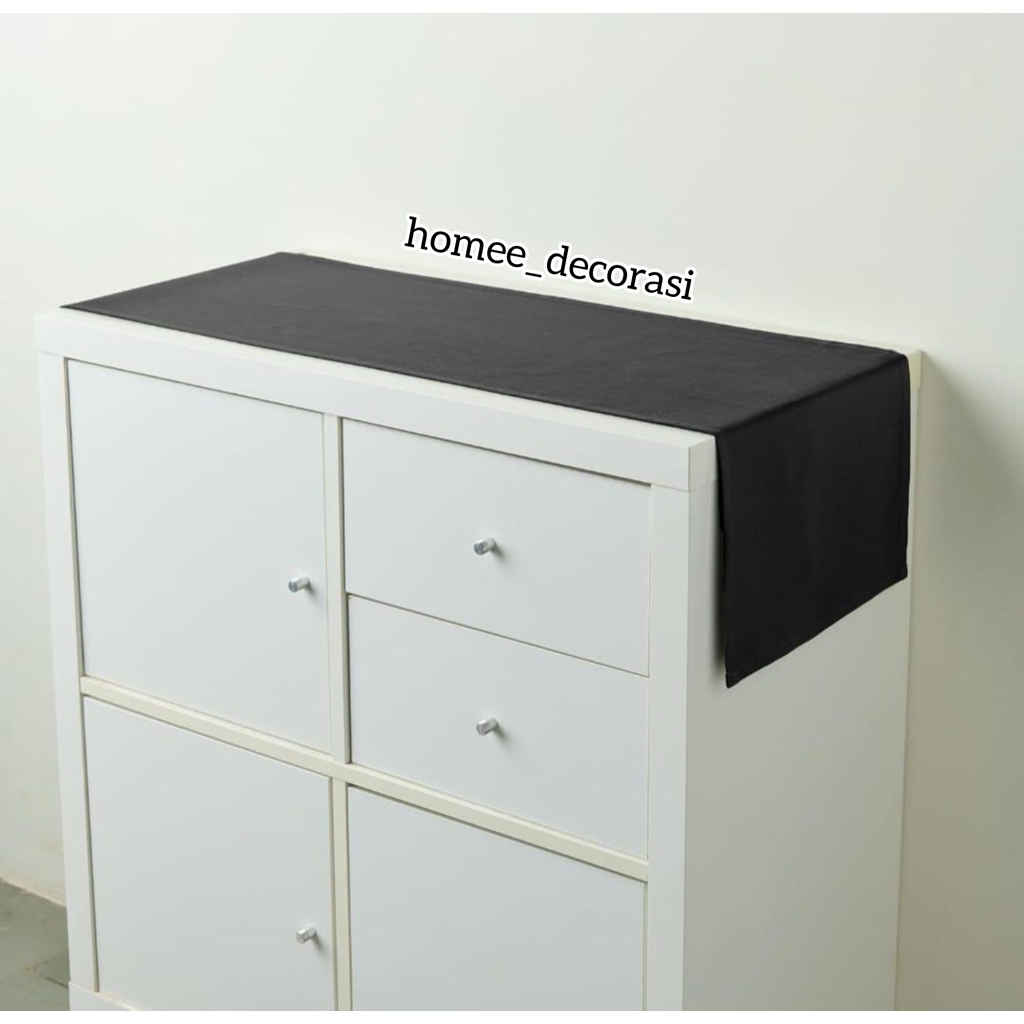 taplak meja atau table runner bahan suede premium polos hitam