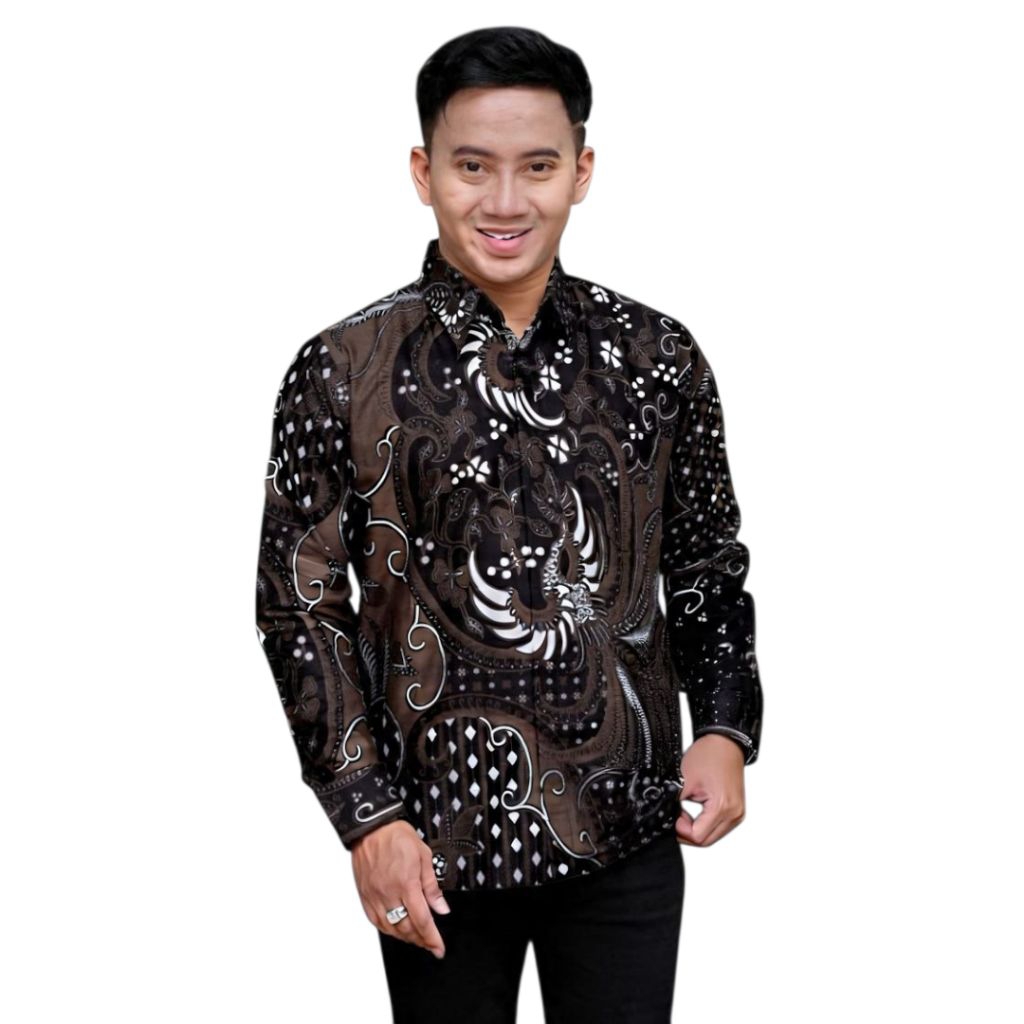 KEMEJA BATIK PRIA LENGAN PANJANG SLIMFIT MODERN PREMIUM -BAJU BATIK ELEGAN UNTUK KERJA KANTOR - OUTF