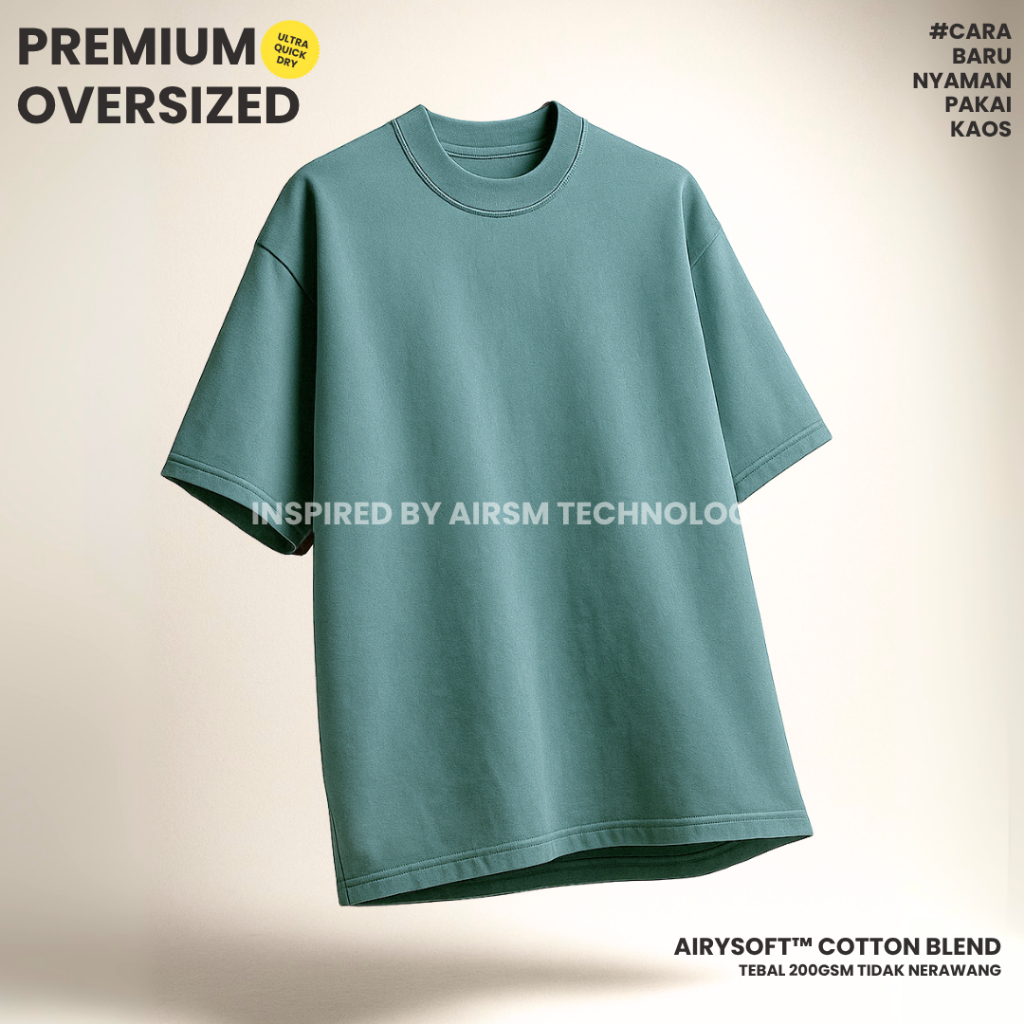 Kaos Oversize Polos AirySoft™ Cotton Anti Bacterial Quick Dry Oversized T-Shirt Basic