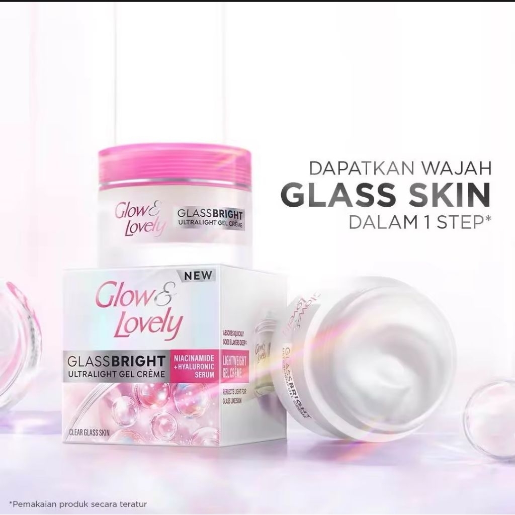 Glow & Lovely Glass Bright Clear Skin Ultra Light Gel Cream Krim Wajah Korean 30g 50g