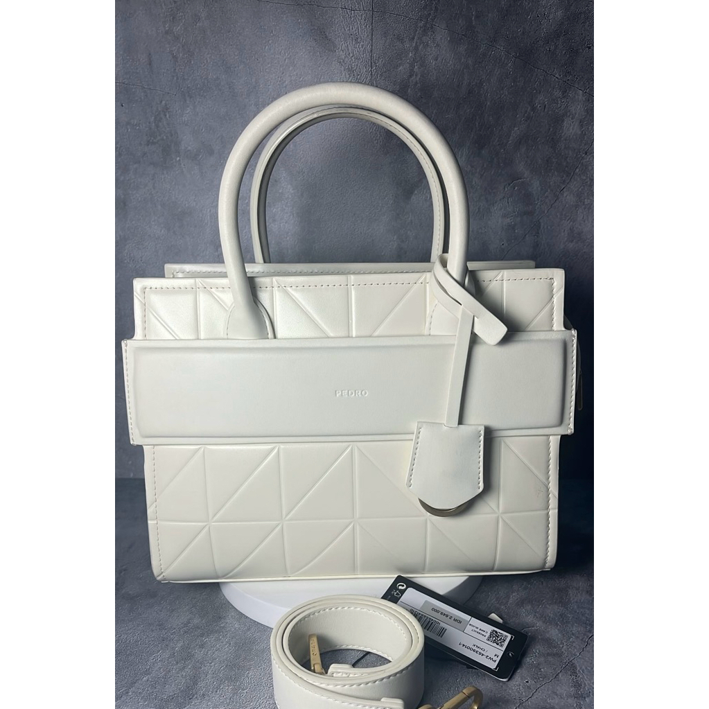 Pedro Top Handle Bag - White (100% Original Store)
