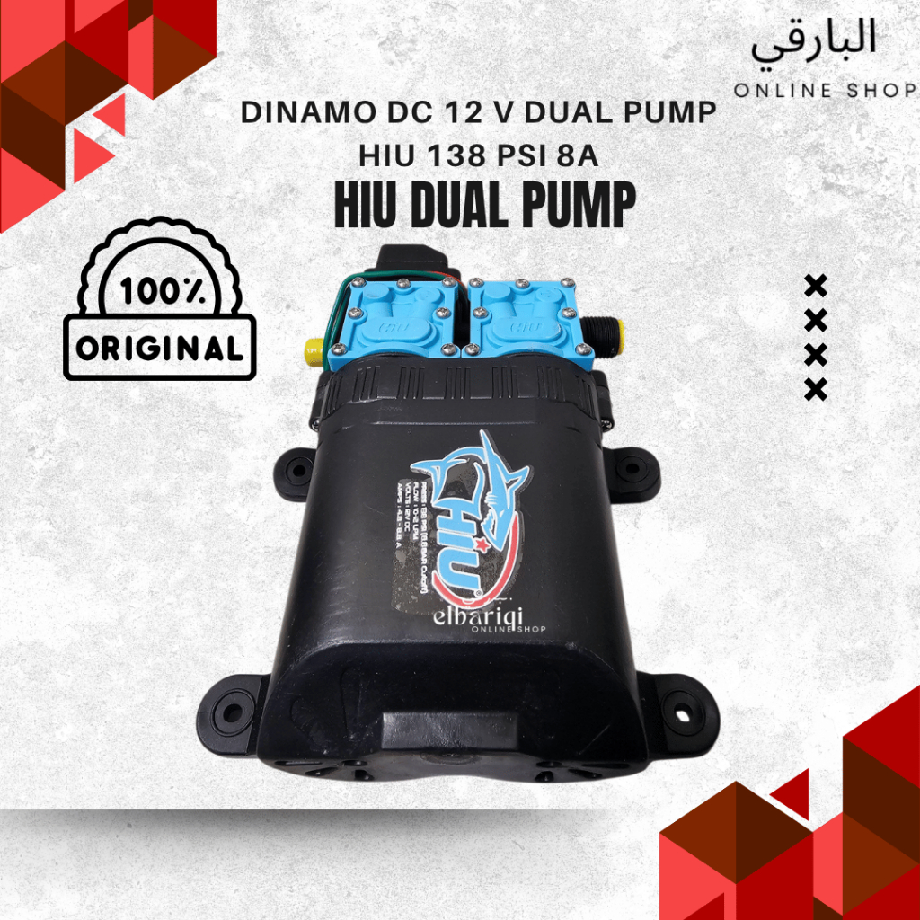 Dinamo pompa hiu dobel pump dual pompa air dc 12 volt 12 LPM 138 PSI HIU