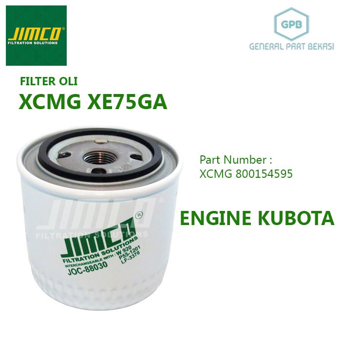 Oil Filter Oli XCMG XE75 GA 800154595 Jimco