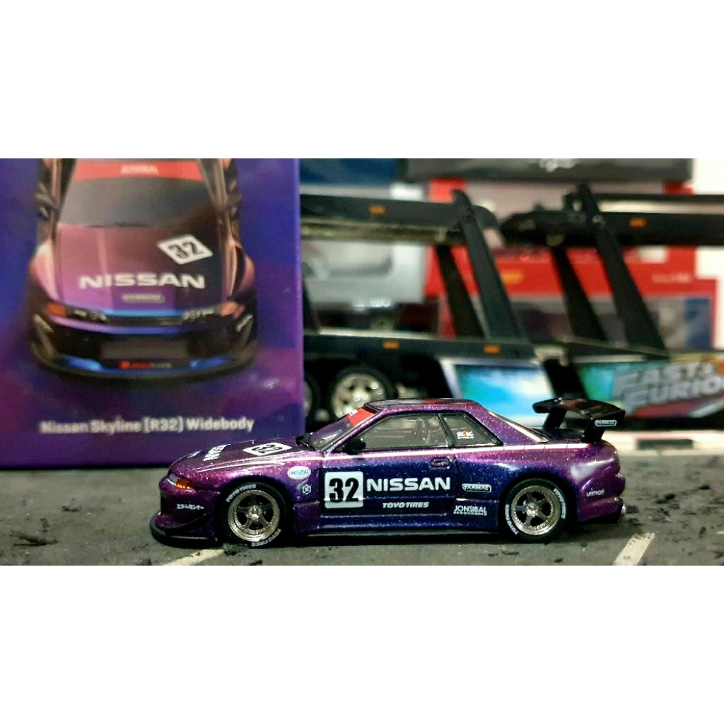 Diecast Tarmac Josnibal Design Works Nissan Skyline GTR R32 Widebody Purple