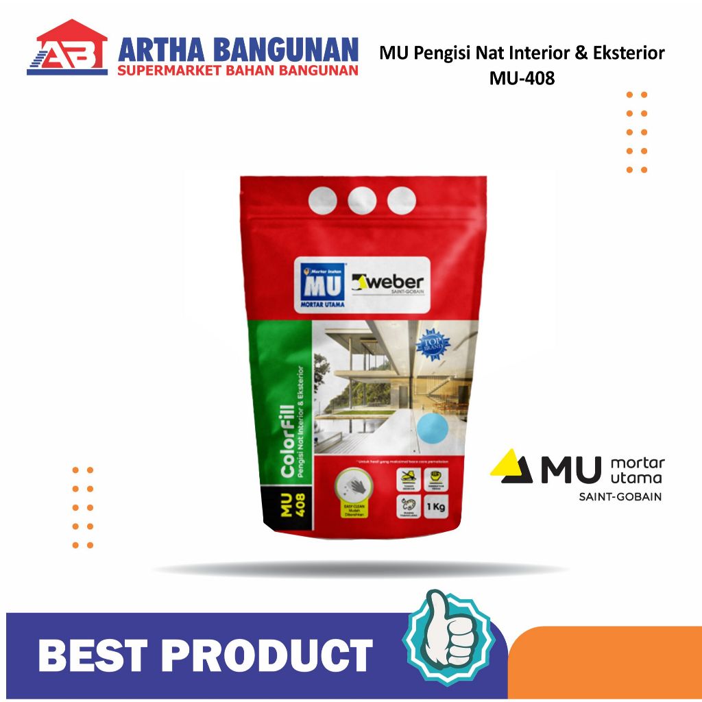 MU 408C TILE GROUT 1KG PENGISI NAT PUTIH & HITAM