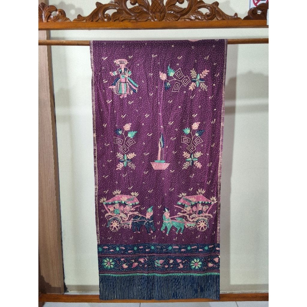 Selendang Kain Batik Tulis Motif Icon Betawi/Selendang Kain Bati Tulis Buketan/Selendang Prada/Selen