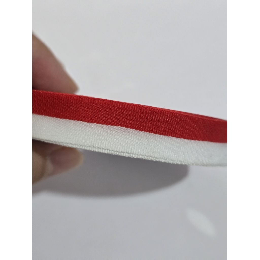 PITA MERAH PUTIH ROLL KAIN SETENGAH INCHI PITA BENDERA KAIN 1/2 INCH 1,25CM