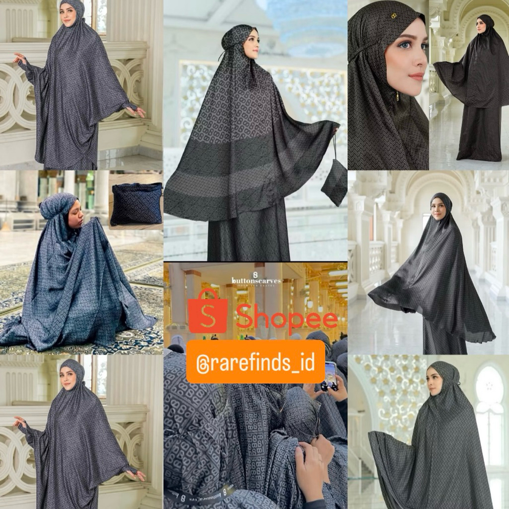 [NEW] Original Buttonscarves Prayer Robe Casa Tapis Lacorde Tapis Chain Umroh Black White Hitam Puti