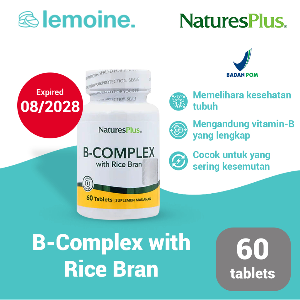 Natures Plus Vitamin B Complex Vitamin B Daya Tahan Tubuh/Saraf with Rice Bran 60 tablet