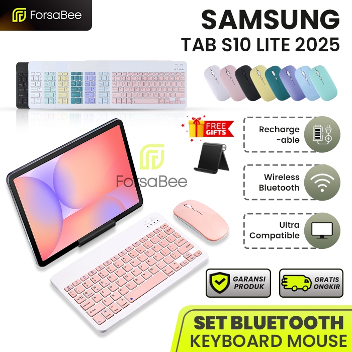 FORSABEE - ( SET KEYBOARD & MOUSE ) untuk Samsung Galaxy Tab S10 Lite 10.9 Inch 2025 Wifi 5g Tablet 