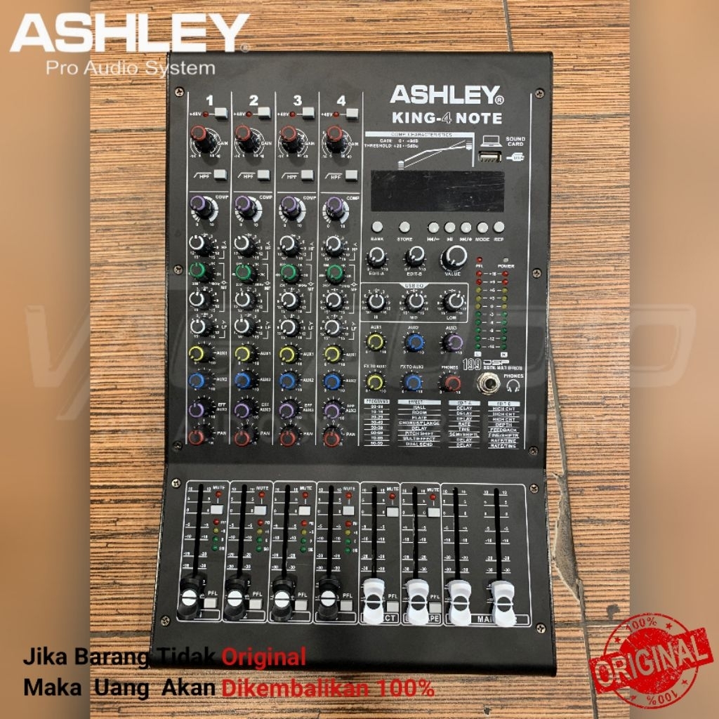 MIXER AUDIO ASHLEY KING-4 NOTE, 4 CHANNEL, ORIGINAL ASHLEY, GARANSI RESMI