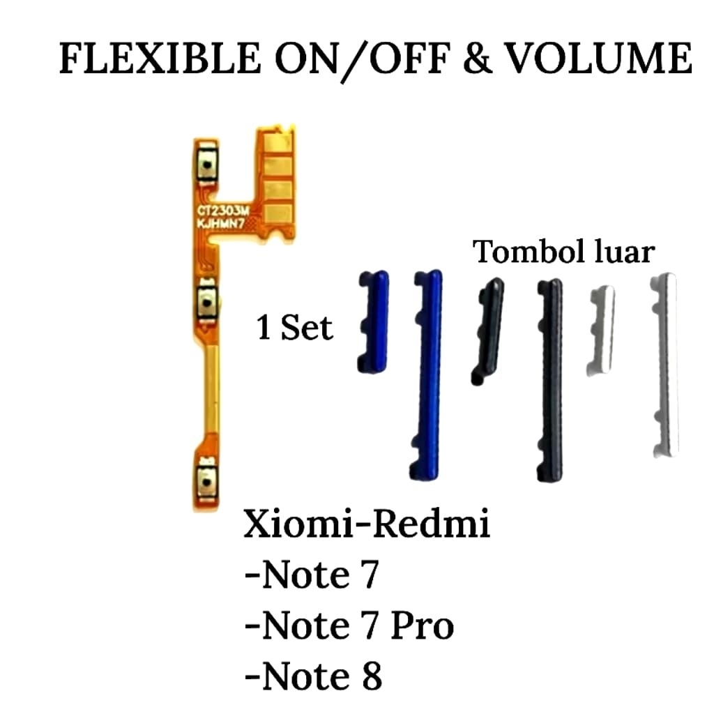 Tombol Flexible Power On Off Volume Xiaomi Redmi Note 7 / Note 7 Pro / Note 8 original sparepart Hp