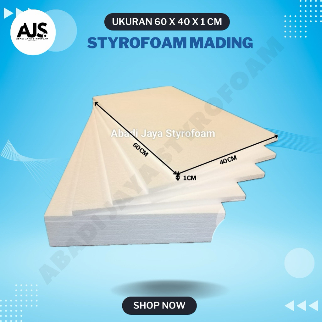 Styrofoam Lembaran | Ukuran 60x40x1 CM | Styrofoam Polosan Mading