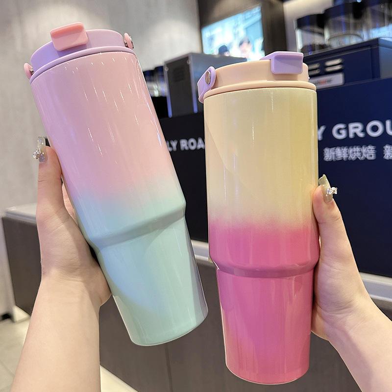 TUMBLER GRADASI Tumbler Macaroon termos Aesthetic With Handle Grip Awet Panas Dan Dingin 890ml -4099