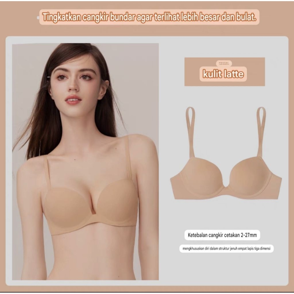 Bra Wanita SeamlessTanpa Kawat Busa tebal -+3cm Bra Push up Size 34-40 Kait 2  bh 511