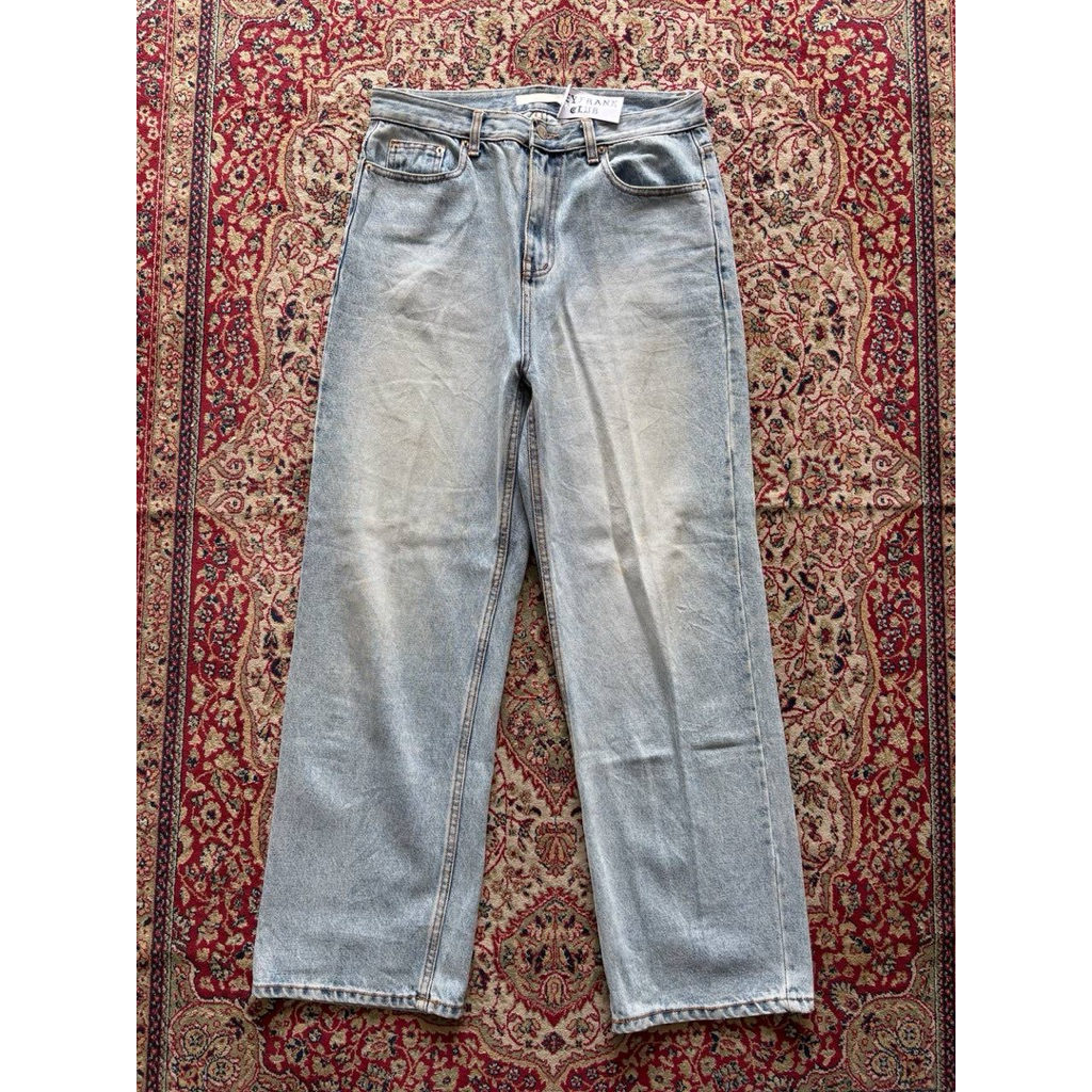 Celana Mento washed denim wide pants Vintage denim pants HG714