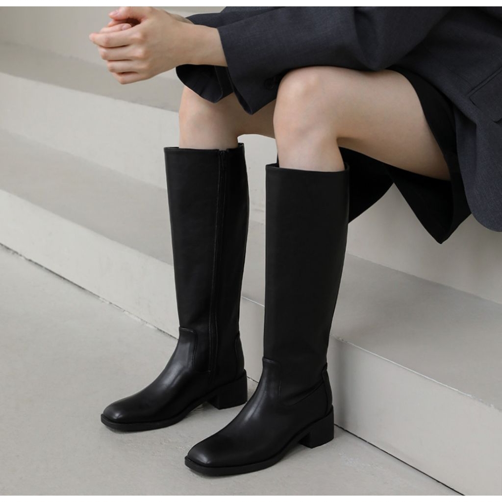 (PO KOREA) SAPPUN EVERY SQUARE LONG BOOTS (5CM) - ORIGINAL KOREA