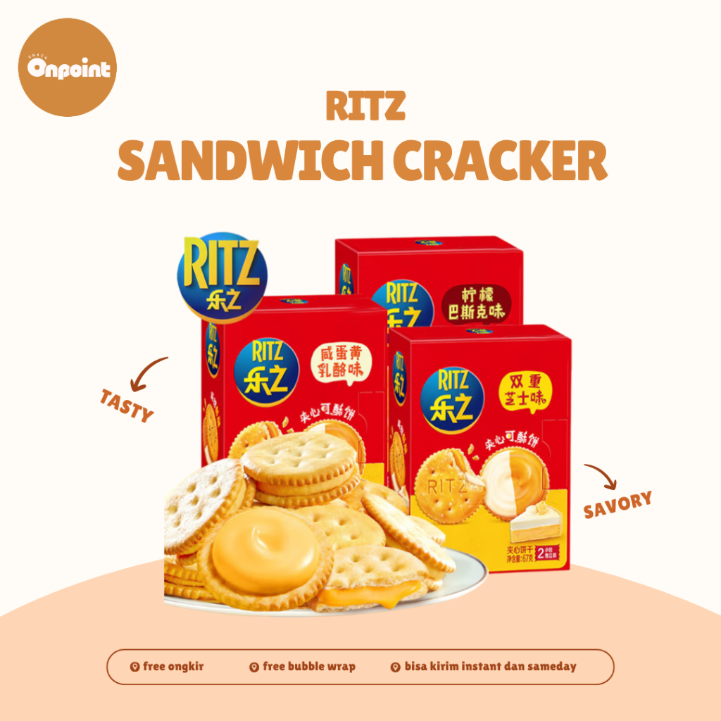 Ritz Sandwich Cracker | Biskuit Sandwich Rasa Keju Telur Asin ritz import ritz china Renyah ritz imp