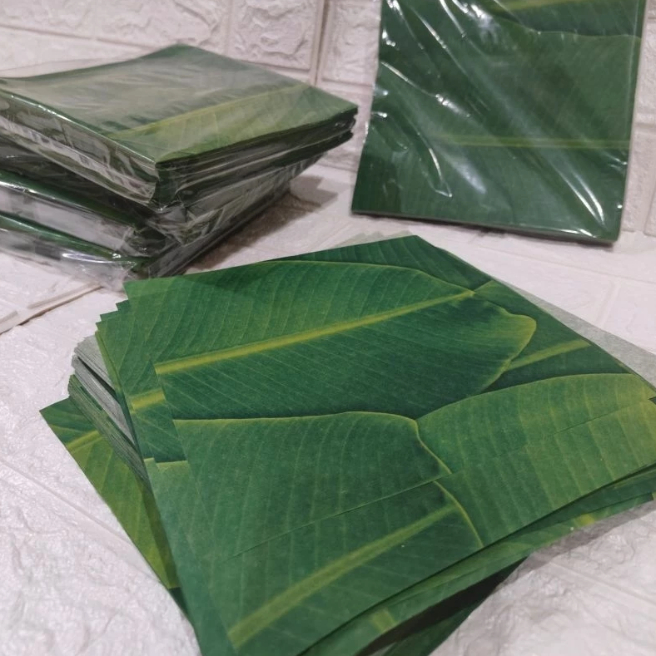 [50PCS] Kertas Laminasi Motif DAUN PISANG / Wax Paper / Kertas Nasi / Kertas Bungkus Nasi