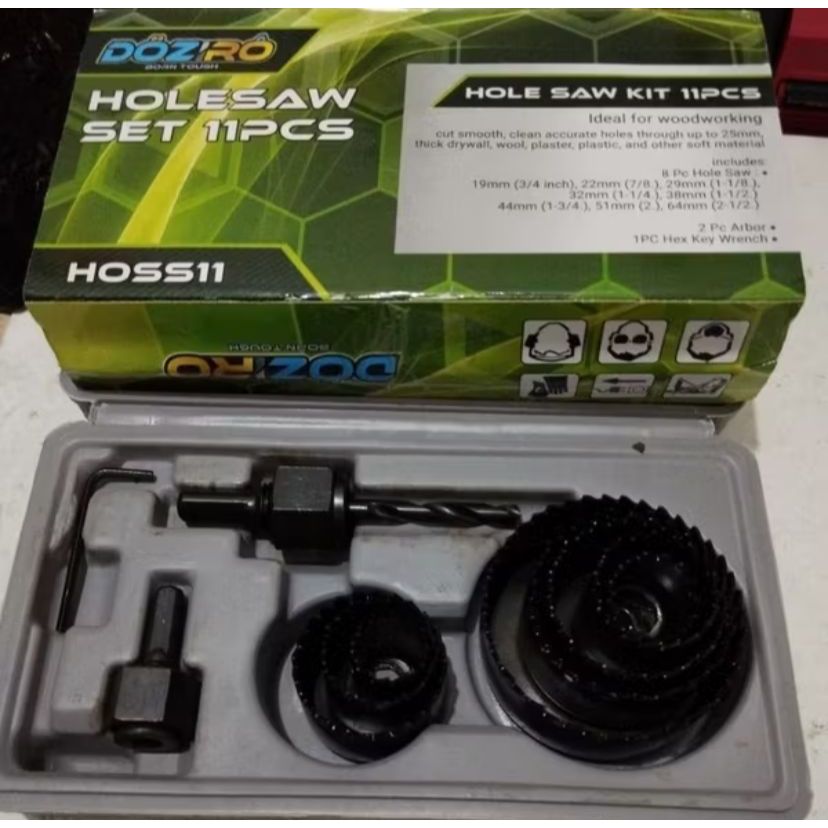 Hole Saw Set 11 Pcs HoleSaw Kit Mata Bor Pelubang Kayu Pipa Hidroponik
