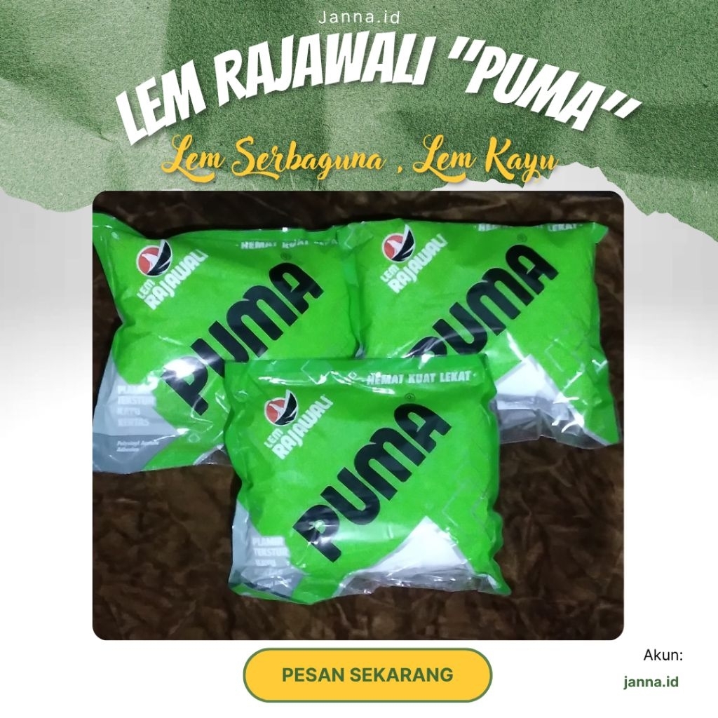 Puma Lem Kertas Putih Pvac Plamir Kayu Rajawali Kemasan Hijau 700 Gram