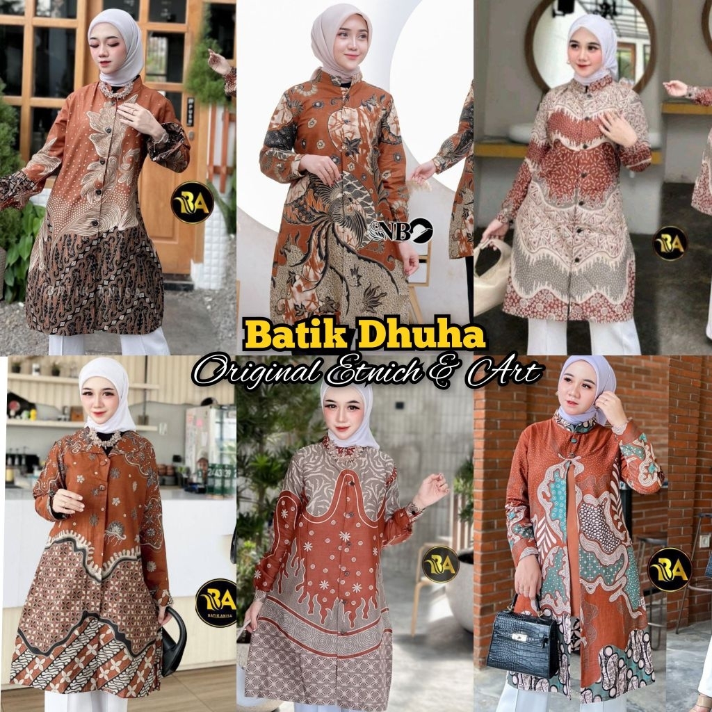 TUNIK ATASAN BATIK WANITA WARNA COKLAT TERAKOTA BATA