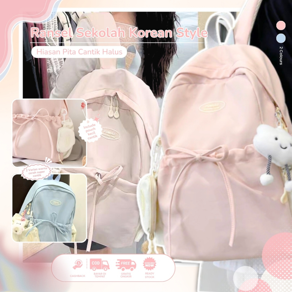 ready Ymeet Backpack lucu korea tas ransel traveling tas wanita import korea style tas ransel sekola