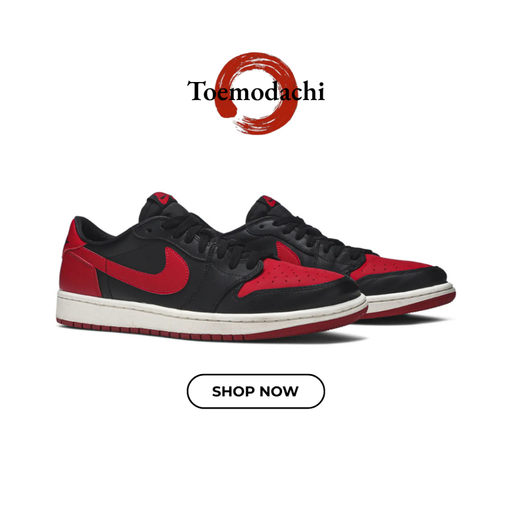 Toemodachi. - Sepatu Sneakers Air Jordan 1 Low Retro OG Bred Banned Bred Black Red White Authentic