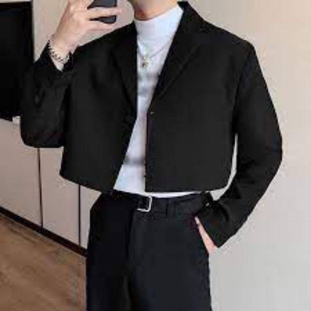 Jas Blazer pria korea - cropped blazer plaid - blazer cropped pria korea - blazer crop tangan panjan